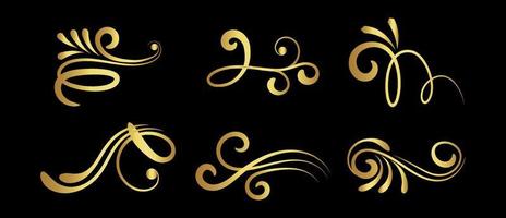 gouden swirl ornament slag. sierkrullen, swirls divider en filigraan ornamenten vectorillustratie vector
