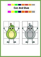 kleurboek voor kinderen avocado vector