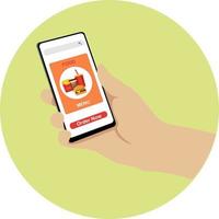 online eten bestellen. concept van de online service voor fastfoodbestellingen. app voor fastfoodcafé en bezorging vector