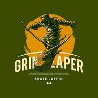 grim reaper-kunstwerk met streetwear-ontwerpstijl vector