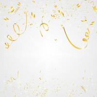 feest gouden confetti streamers. klatergoud spiraal en gedraaid hangend lint. vector