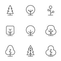 set van boom vectorillustratie ontwerp. natuur boom vector in platte ontwerpstijl voor decoratieve achtergrond grafisch element. eenvoudige boom pictogram, logo, teken en symbool vectorillustratie.