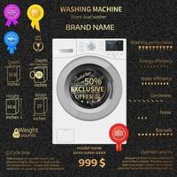 vectorillustratie van wasmachine. infographic-sjabloon. vector