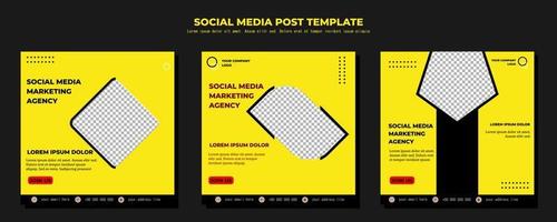 gele en zwarte vector social media post sjabloon, vector kunst illustratie en tekst, eenvoudig en elegant design