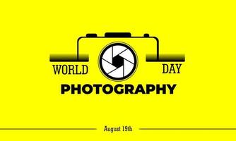wereldfotografie dag geel vectorontwerp, vectorillustratie en tekst vector