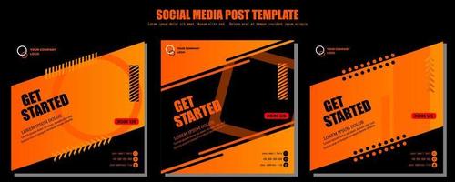 oranje en zwart vector social media post sjabloon, vector kunst illustratie en tekst, eenvoudig en elegant design