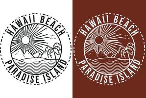 hawaï strand paradijs eiland t-shirt ontwerp vector