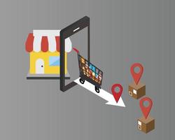 omnichannel voorraadbeheer realtime met zowel online als offline voorraad en leveren aan de klant van vele locaties vector