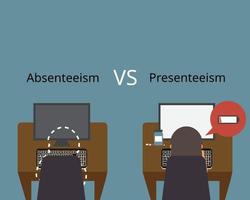 absenteïsme en presenteïsme om te werken tijdens ziekte en lage productiviteit op het werk te veroorzaken vector