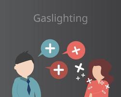 gaslighting is een tactiek waarbij een persoon of entiteit, om meer macht te krijgen, een slachtoffer doet twijfelen aan hun realiteit vector