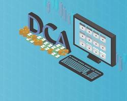 dca of dollar-cost middeling waarbij een belegger het totale te investeren bedrag maandelijks verdeelt om het risico te verminderen vector