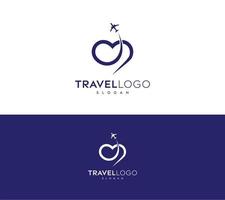 liefde reizen logo ontwerp-liefde om te vliegen symbool-reizen liefde logo, bewerkbare vector logo, liefde reis reizen logo ontwerpsjabloon