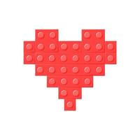 rood hart.blok plastic toys.constructor. symbool van liefde. cartoon vectorillustratie. vector