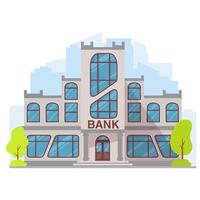 bankgebouw lijntekeningen. platte cartoon stijl vectorillustratie. vector