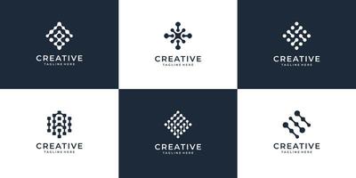set van creatieve internetverbinding moderne geometrische logo vector ontwerpconcept