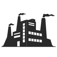 zwart silhouet van een fabriek. de gevel van een industrieel gebouw met roken schoorstenen.plant luchtvervuiling.vector platte illustratie.manufacturing fabriek pictogram geïsoleerd op een witte achtergrond. vector