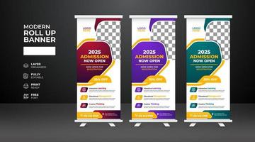 moderne en creatieve schooltoelating roll-up bannersjabloon vector