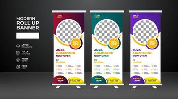 moderne en creatieve schooltoelating roll-up bannersjabloon vector