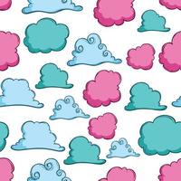 naadloos patroon van kleurrijke wolk met doodle-stijl vector