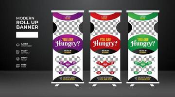 modern en creatief eten en restaurant roll-up bannersjabloon vector