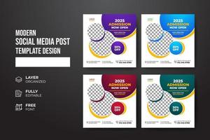 moderne en creatieve schooltoelating social media postsjabloon vector