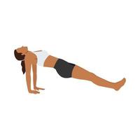 vrouw doet opwaartse plank pose purvottanasana oefening. platte vectorillustratie geïsoleerd op een witte achtergrond vector