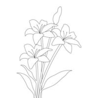 zwart-wit kleurplaat illustratie lijntekening bloem voor kinderen element grafisch vector