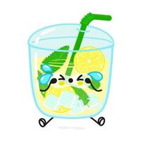 schattig triest limonadekarakter. vector hand getekend cartoon kawaii karakter illustratie pictogram. geïsoleerd op een witte achtergrond. triest limonade karakter concept