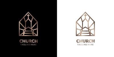 minimalistisch en elegant abstract lijntekeningen kerkgebouw logo voor christelijk en katholiek gebed of gemeenschap vector