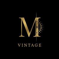 letter m decoratief gouden vintage vector