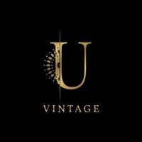 letter u decoratief gouden vintage vector