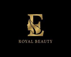luxe letter e schoonheidsgezichtsversiering voor schoonheidsverzorgingslogo, personal branding-afbeelding, make-upartiest of een ander koninklijk merk en bedrijf vector