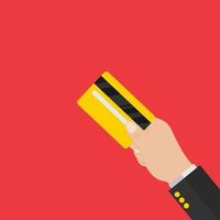 hand met creditcard. achterkant van de creditcard. vector