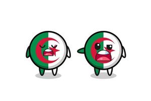 illustratie van de ruzie tussen twee schattige karakters van de vlag van algerije vector