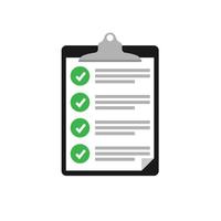 checklist voor het klembord. klembord met checklistpictogram voor web met groene selectievakjes vector