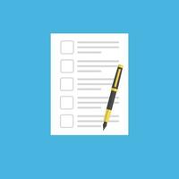 document of checklist en pen. vector