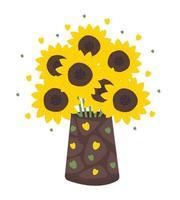 zonnebloemen in vaas, illustratie vector