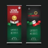 mexico onafhankelijkheidsdag viering, roll-up banner decorontwerp sjabloon. vector illustratie