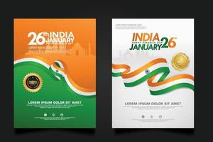 set posterpromoties india gelukkige republiek dag achtergrondsjabloon vector