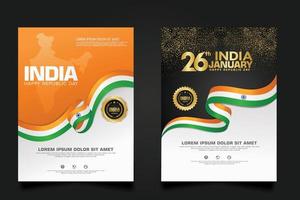 set posterpromoties india gelukkige republiek dag achtergrondsjabloon vector