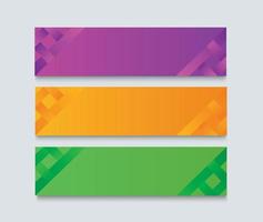 set van moderne kleurrijke sjabloon voor spandoek. paarse, groene en oranje banner vector