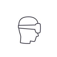 vr-helm, man in virtual reality-bril vectorlijnpictogram vector