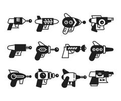 gun blaster en wapen iconen set vector