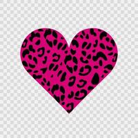 roze luipaard hart. dierlijke print. symbool van liefde. geschikt om op een t-shirt te bedrukken. vector handgetekende illustratie.