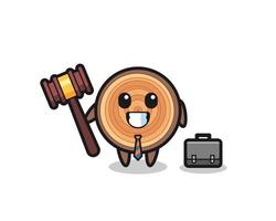 illustratie van houtnerfmascotte als advocaat vector