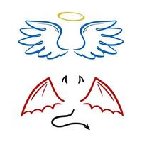 engel en duivel gestileerde vectorillustratie. vector