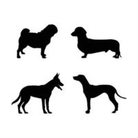 set van hond silhouet vector