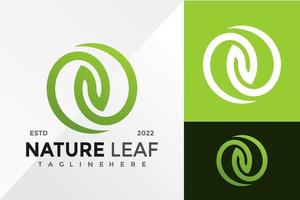 cirkel letter n natuur blad logo ontwerp vector illustratie sjabloon