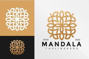 gouden mandala bloem logo ontwerp vector illustratie sjabloon