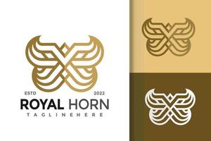 koninklijke leeuwenhoorn modern logo vector ontwerpsjabloon